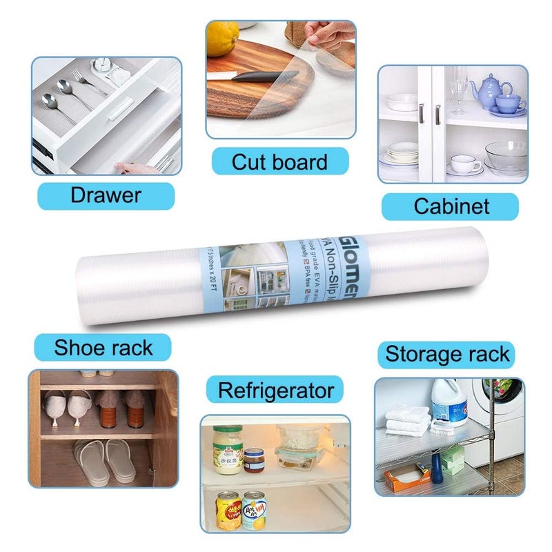 Glomen Drawer Liners for Kitchen, Shelf Liners, Washable Oil-Proof Cabinet Liner for Refrigerator, Cabinet, Drawer, Storage, Shelves, Non-Slip Shelf Liner (17.5 Inches x 20 FT x 2 Rolls)â€¦ - Image 3